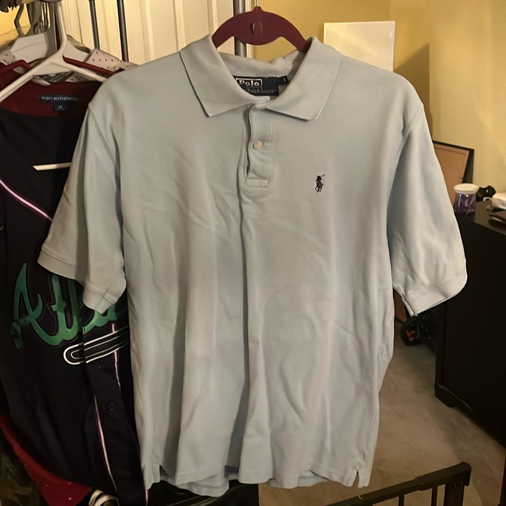 Light blue polo shirt size large